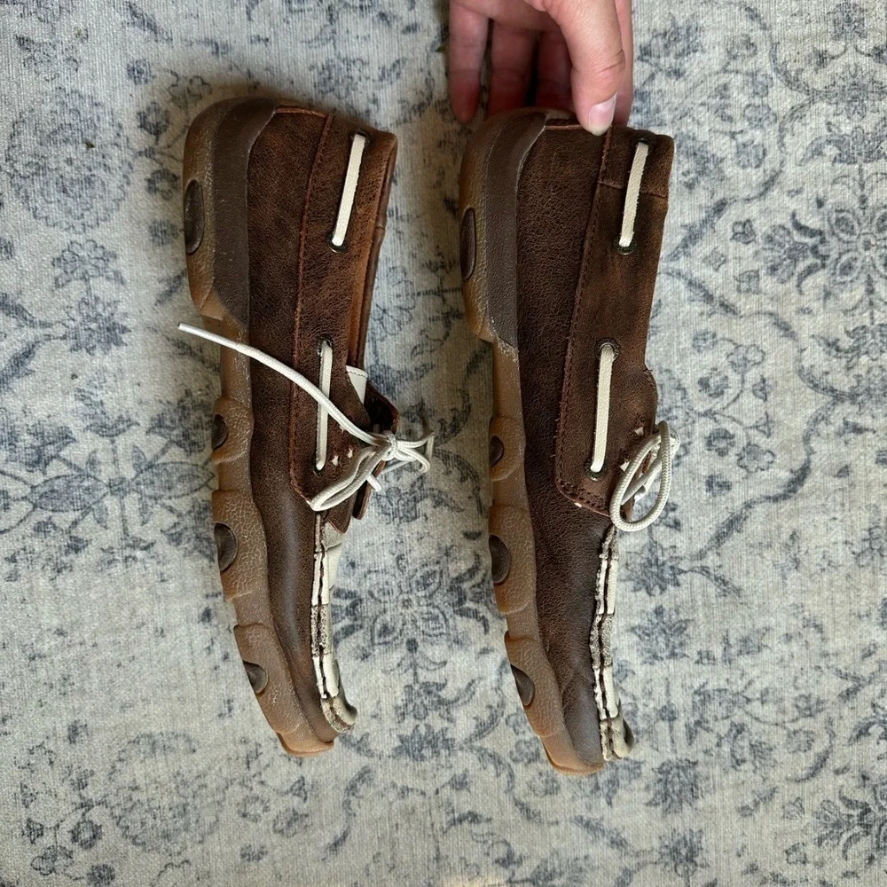 Twisted X Womens Boat Leather Faded Flag sz 9.5